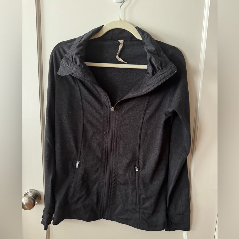 Dark Grey Yoga Zip Up Sweater